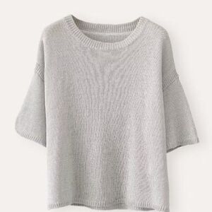 Gap Grey Short Sleeve Boxy Cable Knit Sweater
